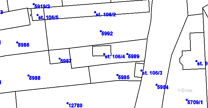 Parcela st. 106/4 v KÚ Hrušovany nad Jevišovkou, Katastrální mapa
