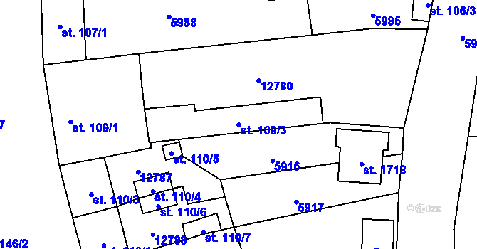 Parcela st. 109/3 v KÚ Hrušovany nad Jevišovkou, Katastrální mapa