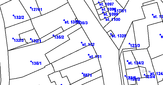 Parcela st. 132 v KÚ Hrušovany nad Jevišovkou, Katastrální mapa