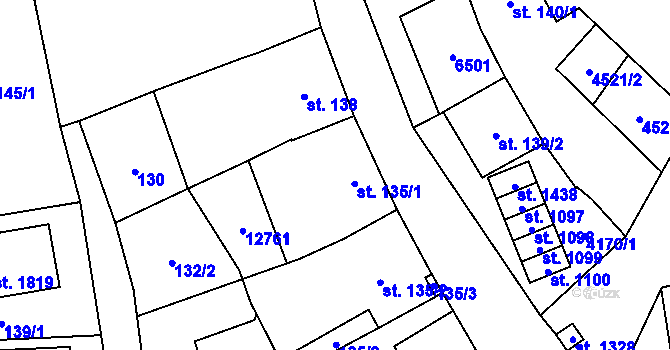 Parcela st. 135 v KÚ Hrušovany nad Jevišovkou, Katastrální mapa