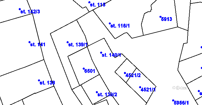 Parcela st. 140/1 v KÚ Hrušovany nad Jevišovkou, Katastrální mapa