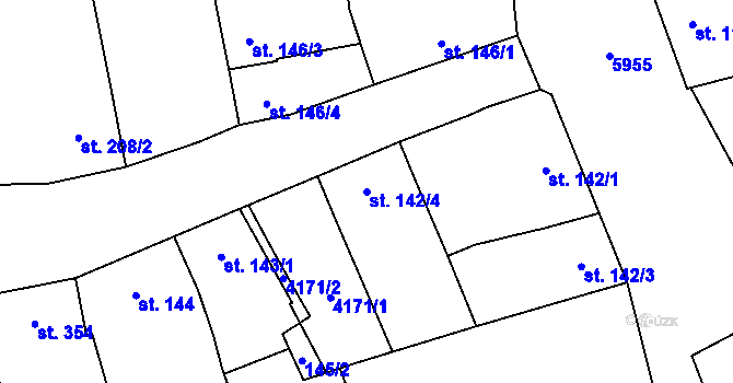 Parcela st. 142/4 v KÚ Hrušovany nad Jevišovkou, Katastrální mapa