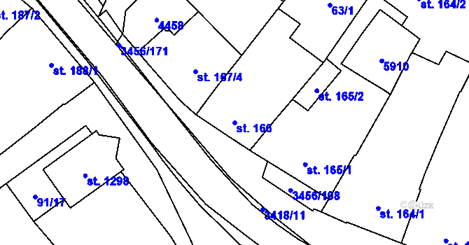 Parcela st. 166 v KÚ Hrušovany nad Jevišovkou, Katastrální mapa