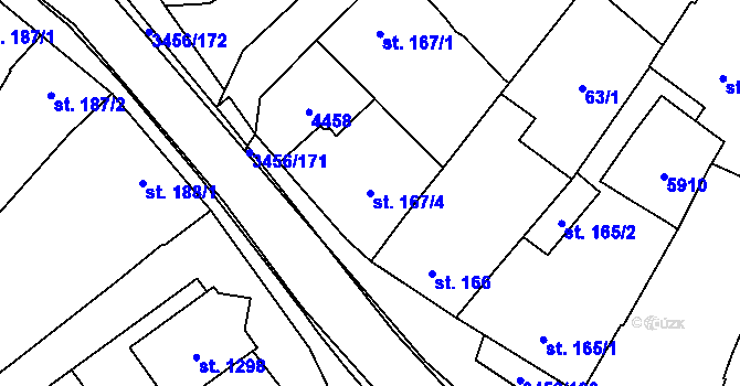 Parcela st. 167/4 v KÚ Hrušovany nad Jevišovkou, Katastrální mapa