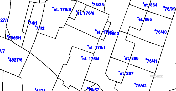Parcela st. 176/1 v KÚ Hrušovany nad Jevišovkou, Katastrální mapa