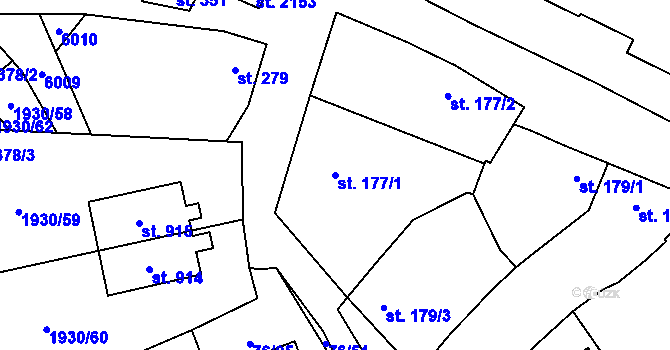 Parcela st. 177/1 v KÚ Hrušovany nad Jevišovkou, Katastrální mapa