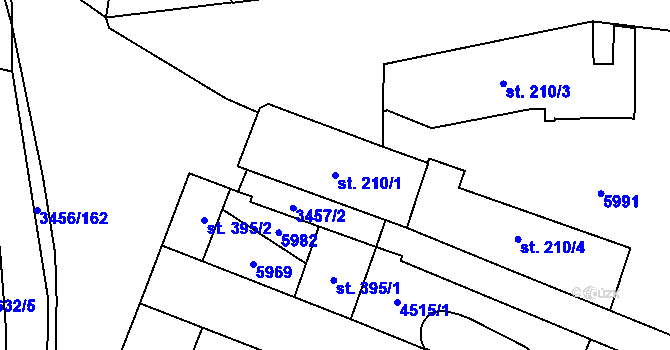 Parcela st. 210/1 v KÚ Hrušovany nad Jevišovkou, Katastrální mapa
