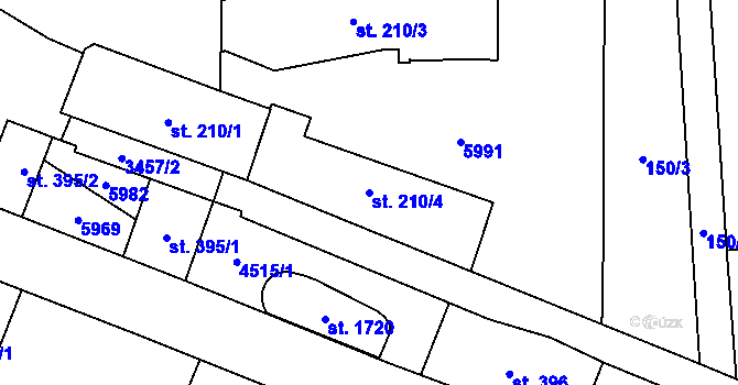 Parcela st. 210/4 v KÚ Hrušovany nad Jevišovkou, Katastrální mapa