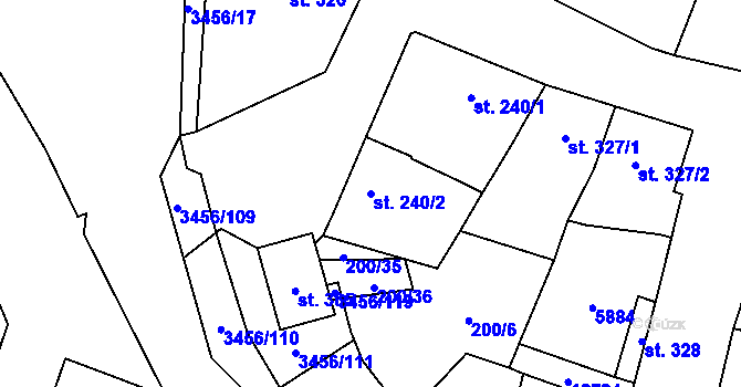Parcela st. 240/2 v KÚ Hrušovany nad Jevišovkou, Katastrální mapa