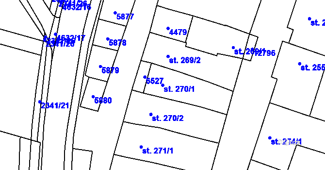 Parcela st. 270/1 v KÚ Hrušovany nad Jevišovkou, Katastrální mapa