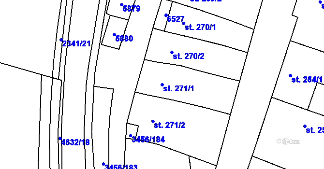 Parcela st. 271/1 v KÚ Hrušovany nad Jevišovkou, Katastrální mapa