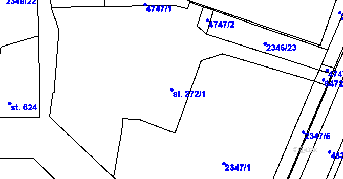 Parcela st. 272/1 v KÚ Hrušovany nad Jevišovkou, Katastrální mapa
