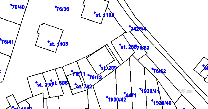 Parcela st. 289 v KÚ Hrušovany nad Jevišovkou, Katastrální mapa