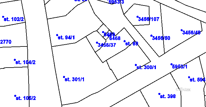 Parcela st. 300/2 v KÚ Hrušovany nad Jevišovkou, Katastrální mapa