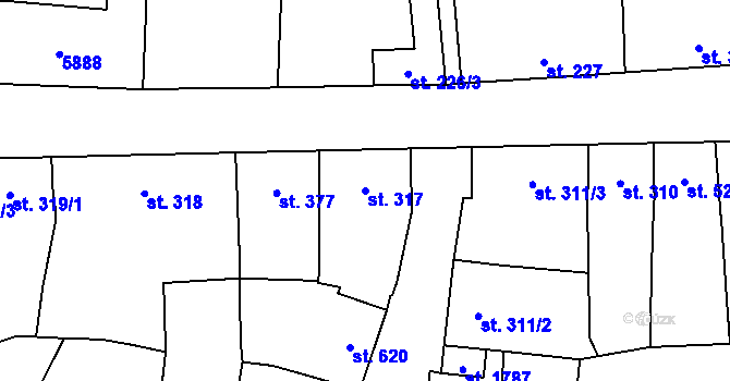 Parcela st. 317 v KÚ Hrušovany nad Jevišovkou, Katastrální mapa