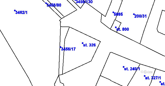 Parcela st. 326 v KÚ Hrušovany nad Jevišovkou, Katastrální mapa