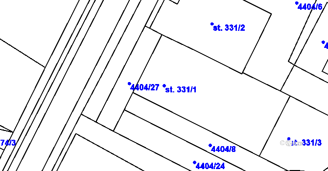 Parcela st. 331/1 v KÚ Hrušovany nad Jevišovkou, Katastrální mapa