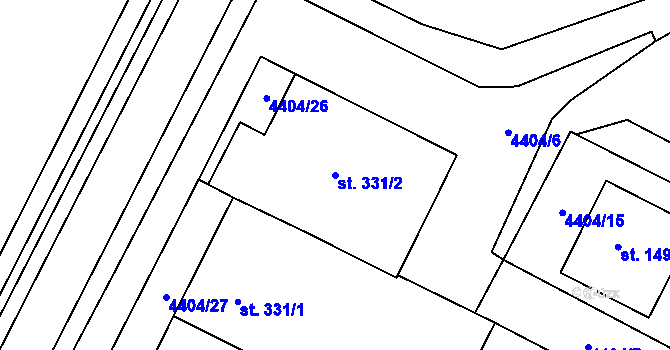 Parcela st. 331/2 v KÚ Hrušovany nad Jevišovkou, Katastrální mapa