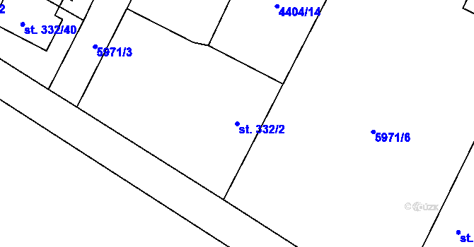 Parcela st. 332/2 v KÚ Hrušovany nad Jevišovkou, Katastrální mapa