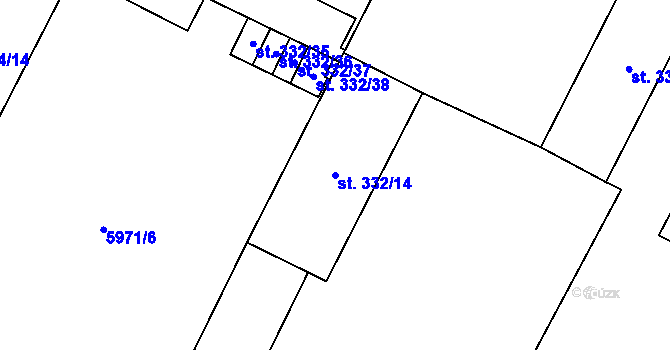 Parcela st. 332/14 v KÚ Hrušovany nad Jevišovkou, Katastrální mapa