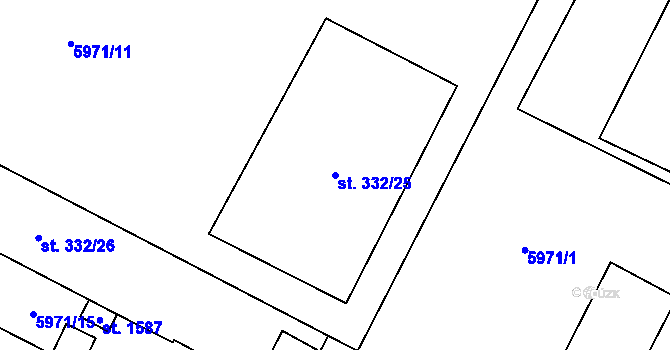 Parcela st. 332/25 v KÚ Hrušovany nad Jevišovkou, Katastrální mapa