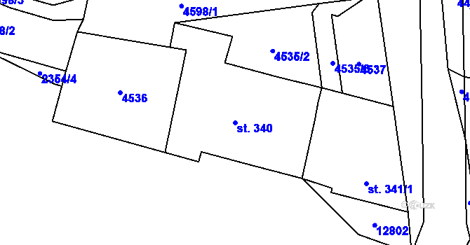 Parcela st. 340 v KÚ Hrušovany nad Jevišovkou, Katastrální mapa