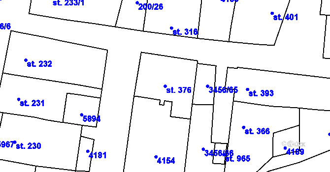 Parcela st. 376 v KÚ Hrušovany nad Jevišovkou, Katastrální mapa