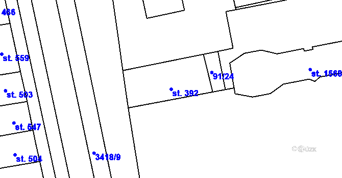 Parcela st. 392 v KÚ Hrušovany nad Jevišovkou, Katastrální mapa