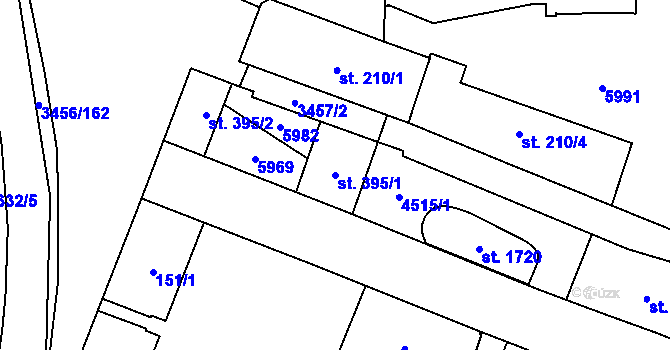 Parcela st. 395/1 v KÚ Hrušovany nad Jevišovkou, Katastrální mapa