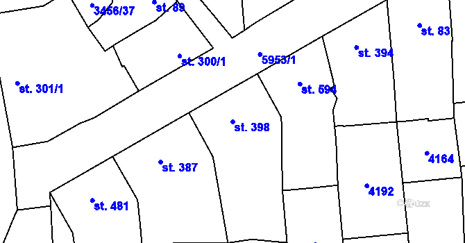 Parcela st. 398 v KÚ Hrušovany nad Jevišovkou, Katastrální mapa