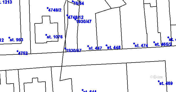 Parcela st. 447 v KÚ Hrušovany nad Jevišovkou, Katastrální mapa