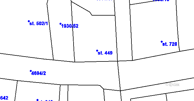 Parcela st. 449 v KÚ Hrušovany nad Jevišovkou, Katastrální mapa