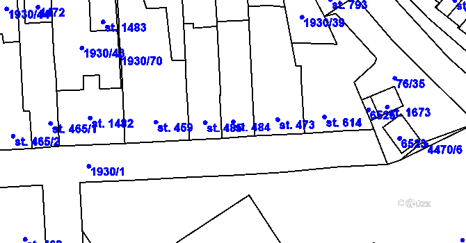 Parcela st. 484 v KÚ Hrušovany nad Jevišovkou, Katastrální mapa
