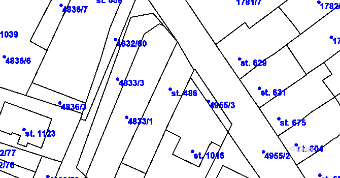 Parcela st. 486 v KÚ Hrušovany nad Jevišovkou, Katastrální mapa