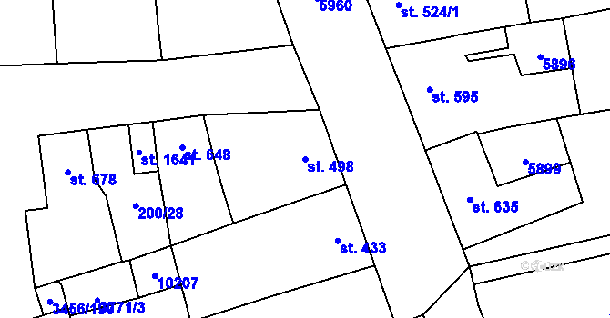 Parcela st. 498 v KÚ Hrušovany nad Jevišovkou, Katastrální mapa