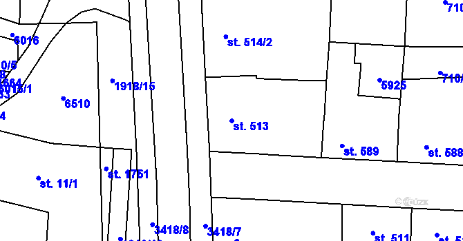 Parcela st. 513 v KÚ Hrušovany nad Jevišovkou, Katastrální mapa