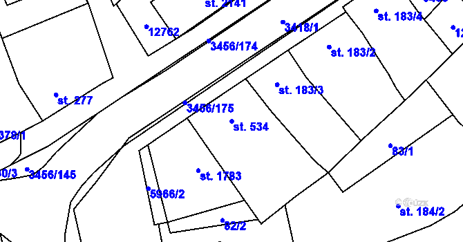 Parcela st. 534 v KÚ Hrušovany nad Jevišovkou, Katastrální mapa
