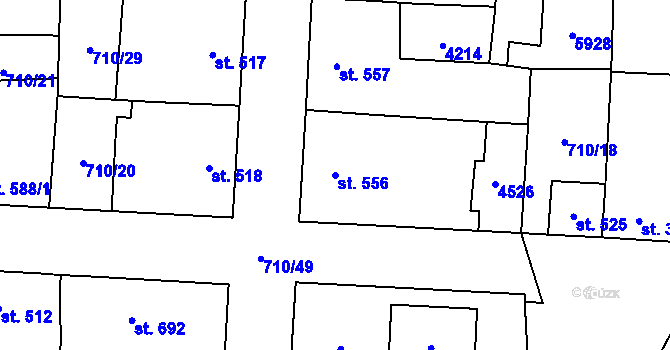 Parcela st. 556 v KÚ Hrušovany nad Jevišovkou, Katastrální mapa