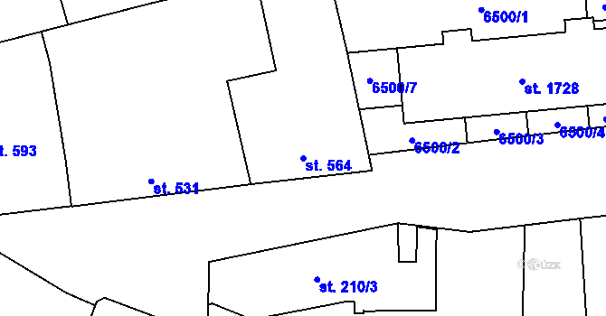 Parcela st. 564 v KÚ Hrušovany nad Jevišovkou, Katastrální mapa