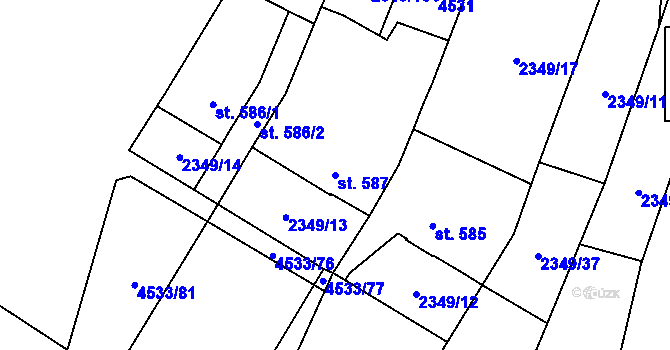 Parcela st. 587 v KÚ Hrušovany nad Jevišovkou, Katastrální mapa