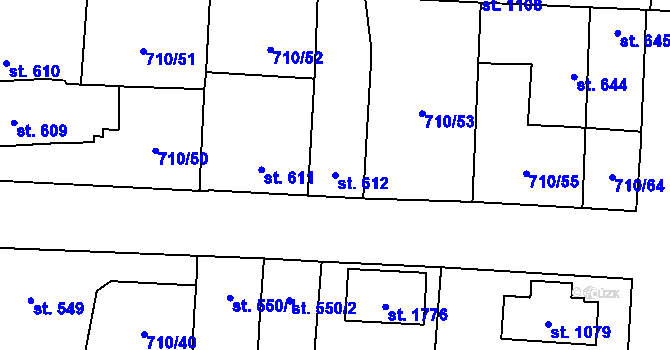Parcela st. 612 v KÚ Hrušovany nad Jevišovkou, Katastrální mapa
