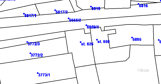 Parcela st. 626 v KÚ Hrušovany nad Jevišovkou, Katastrální mapa