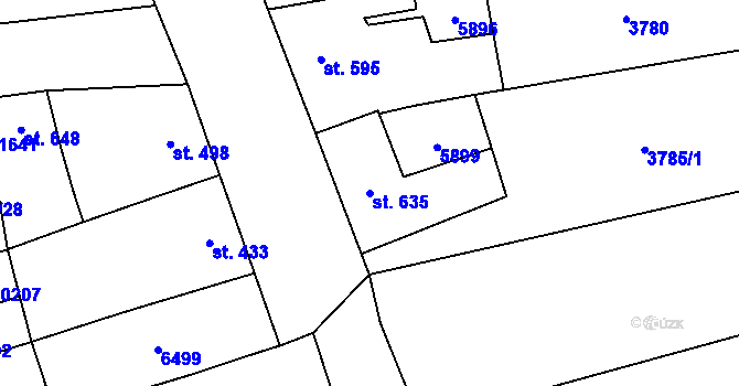 Parcela st. 635 v KÚ Hrušovany nad Jevišovkou, Katastrální mapa
