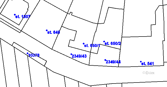 Parcela st. 650/1 v KÚ Hrušovany nad Jevišovkou, Katastrální mapa