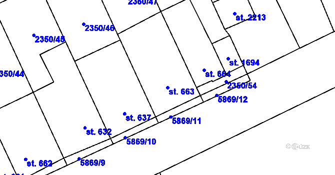 Parcela st. 663 v KÚ Hrušovany nad Jevišovkou, Katastrální mapa