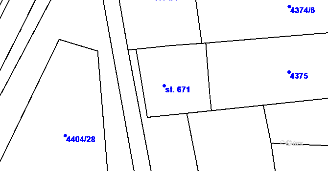 Parcela st. 671 v KÚ Hrušovany nad Jevišovkou, Katastrální mapa