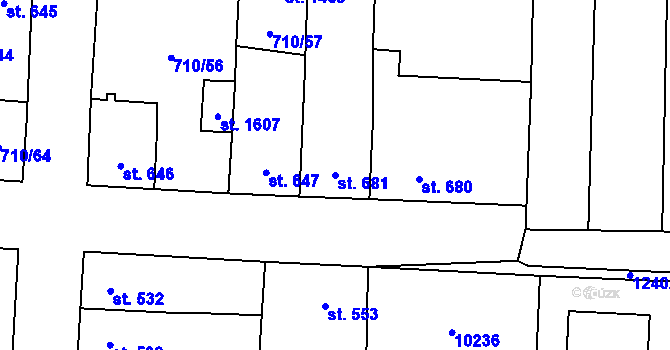 Parcela st. 681 v KÚ Hrušovany nad Jevišovkou, Katastrální mapa
