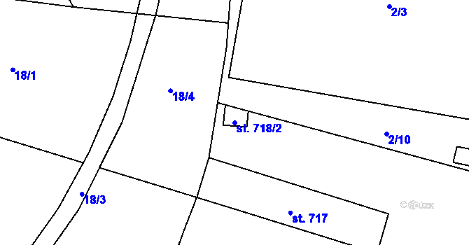 Parcela st. 718/2 v KÚ Hrušovany nad Jevišovkou, Katastrální mapa