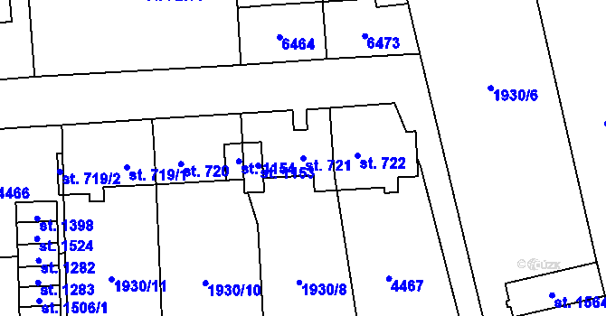 Parcela st. 721 v KÚ Hrušovany nad Jevišovkou, Katastrální mapa