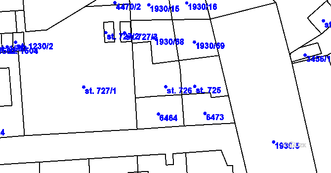 Parcela st. 726 v KÚ Hrušovany nad Jevišovkou, Katastrální mapa